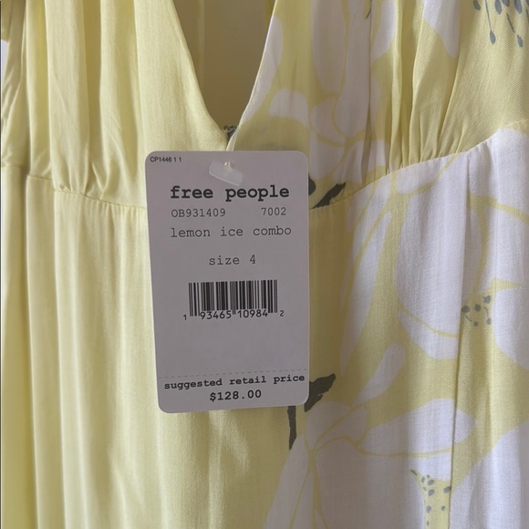 NWT Free People Floral Waterfall Maxi Dress Lemon Ice Yellow - Picture 7 of 13